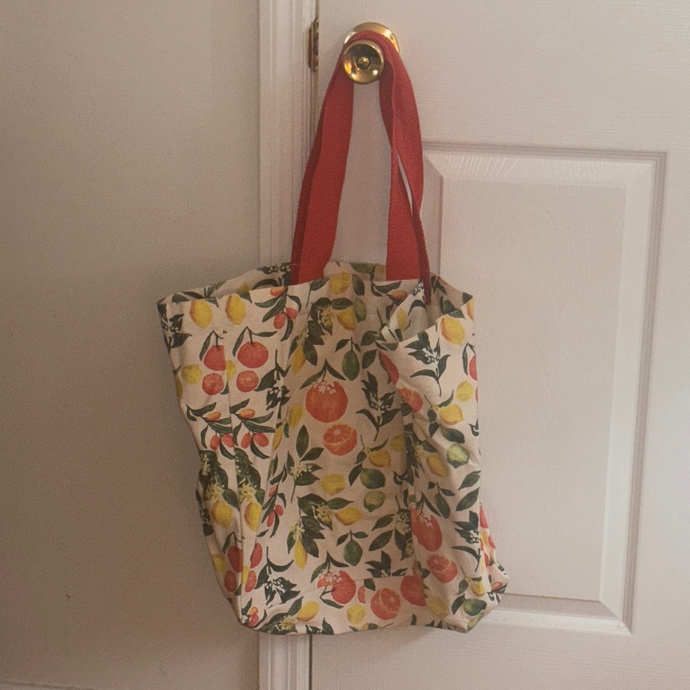 Citrus print canvas tote bag